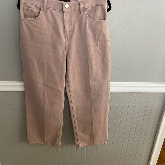 Theory Wide Crop Jeans In Dyed Denim Blush Pink Size 28 - Picture 5 of 13